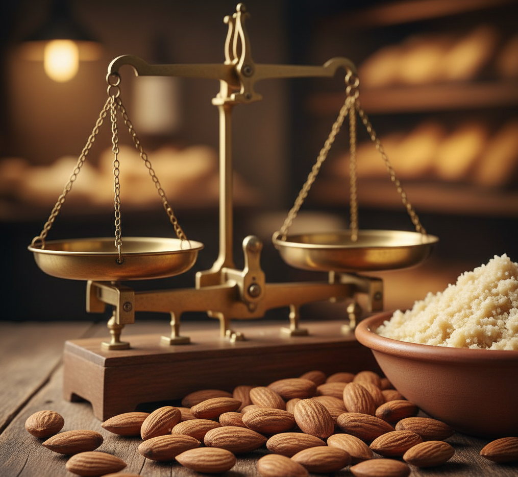 Almendras seleccionadas y mezcla artesanal lista para elaborar mazapán tradicional.